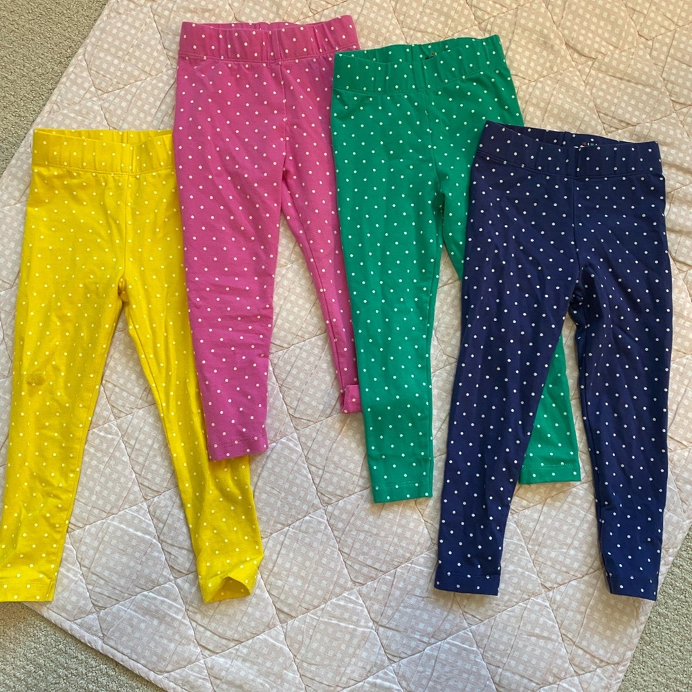 Mini Boden Polka Dot Leggings Set - Yellow, Pink, Green, Blue